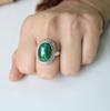 Кольцо с натуральным малахитовым драгоценным камнем, Серебряное кольцо ручной работы, Заявление 925 пробы, Минималистское кольцо, Изысканное серебряное кольцо, Подарок на день святого Валентина, Подарок для праздничной одежды,