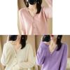 Knit Cardigan For Women With Vneck Long Sleeves Soft Polyester Blend For Casual Wear