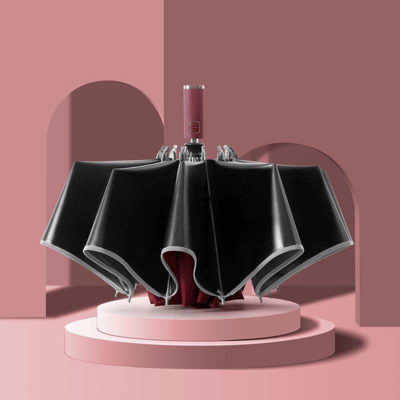 10 спиц зонт от солнца из виниловой ткани с обратным сложением, цветовая схема ручки, трехсложный зонт