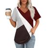 Womens T Shirts V Neck Short Sleeve Casual Tops Loose Fit Basic Tees With Curved Hem