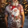 Men's Christmas Style Short-Sleeved T-Shirt Trend Fashion Y2K Men's Top Oversized Men's Short-Sleeved Printed 3D Vintage T-Shirt