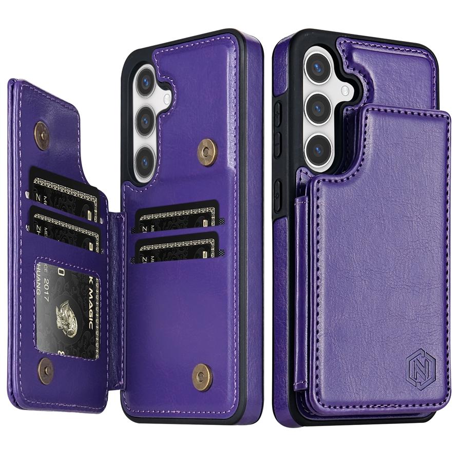 Кошелек однотонный кожаный чехол с магнитной двойной пряжкой и RFID-картой для Samsung Galaxy S24 Ultra S23 FE S22 Plus S21 S20