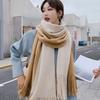 Korean Style Long Wool Tassel Scarf Thickened Winter Neckerchief Women Cashmere Scarf  Autumn