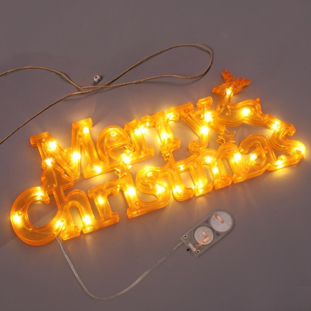Three-dimensional Christmas Decoration Items Waterproof New Year Merry Christmas Letter Lights Perfect RED Panel