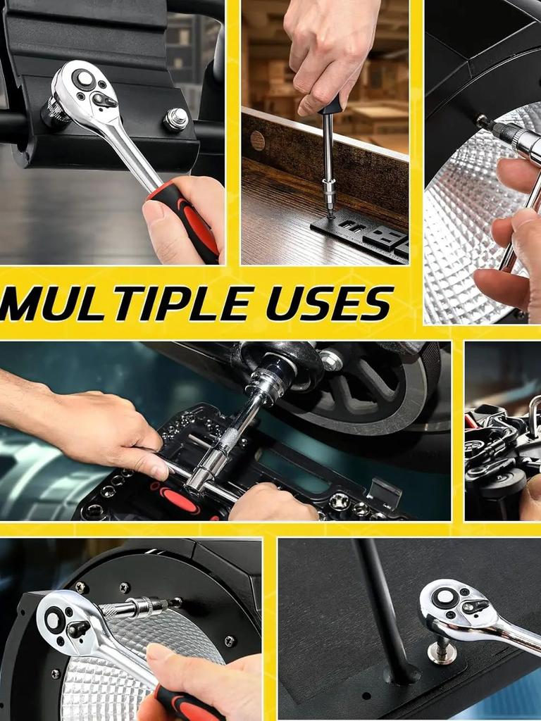 Набор из 53 торцевых ключей с храповым механизмом 1/4 дюйма, набор метрических шестигранных головок, набор торцевых ключей с храповым механизмом на 72 зуба, набор для ремонта автомобилей