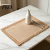 Long-lasting Placemats Bohemian Jute Heat-Insulating Wear-Resistant Stain-Proof Mats Reusable Wear-resistant Heat-Resistant Pads for Tables,