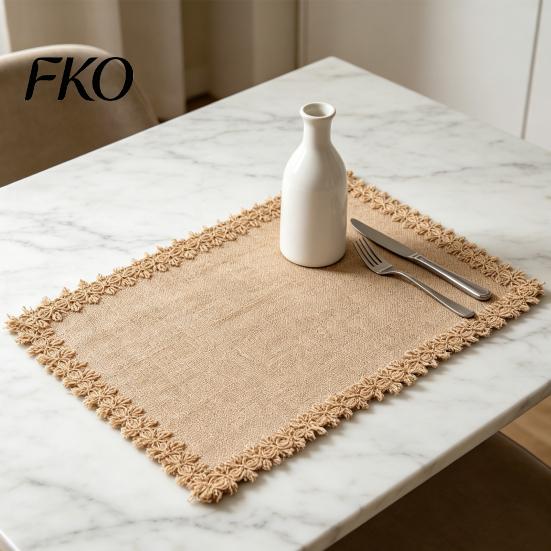 Long-lasting Placemats Bohemian Jute Heat-Insulating Wear-Resistant Stain-Proof Mats Reusable Wear-resistant Heat-Resistant Pads for Tables,