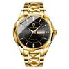 Gold Analog Simple Day of the Week Calendar 3ATM Waterproof Casual Business Stainless Steel Strap Watch Day Day Christmas Present Men's Men's -
