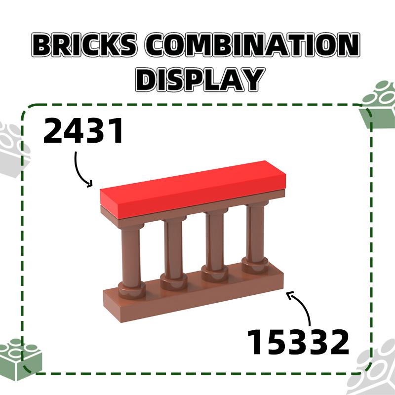 65Pcs/lot 15332 Fence Railing Construction Brick Moc Colour Castle Accessories Works With featuring Block DIY Children's playthings