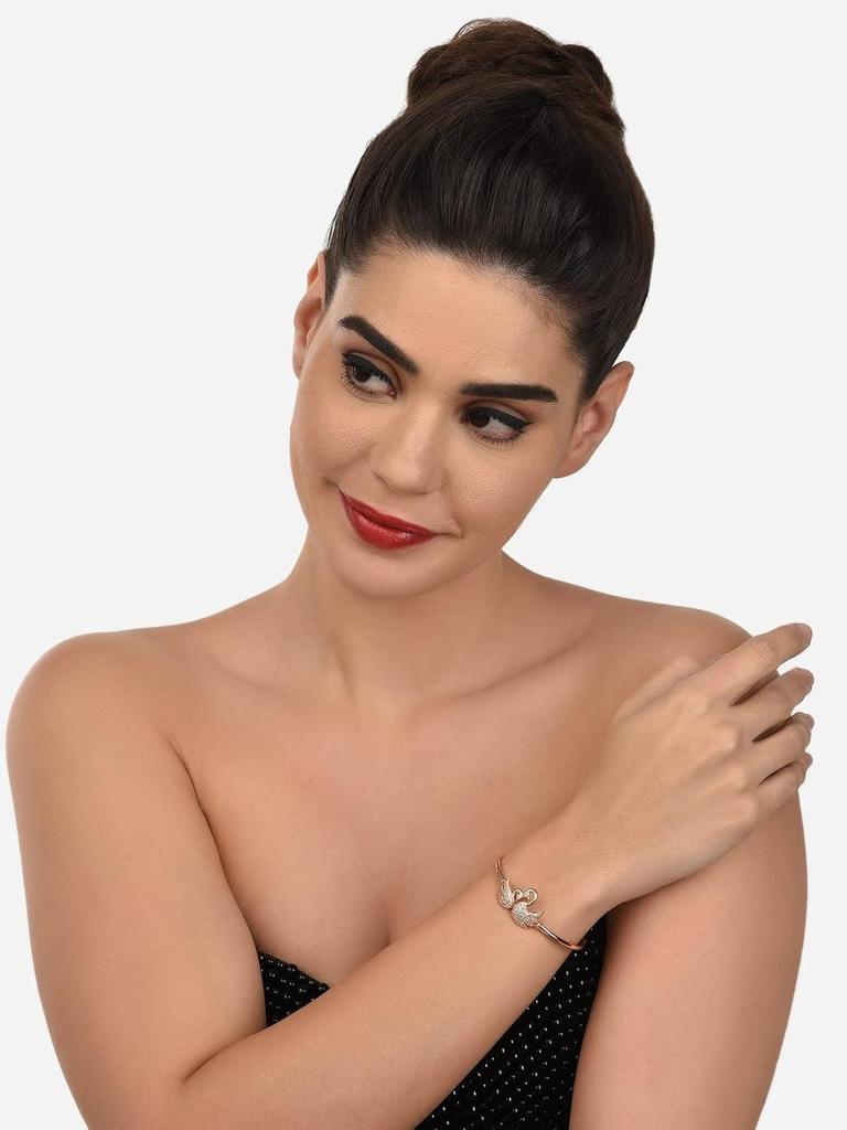 Набор из 2 браслетов-када из латуни цвета розового золота с кубическим цирконием в современном стиле для женщин