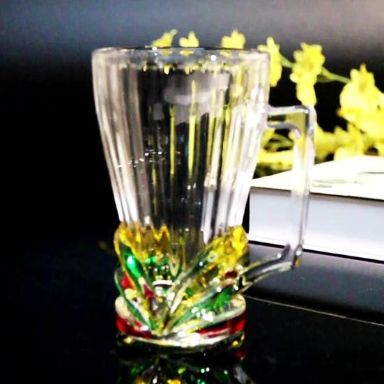 Расписная стеклянная кофейная чашка 250 мл Художественная кружка для латте 3D Витражная чайная чашка Термостойкая стеклянная кружка Подарок для любителей кофе