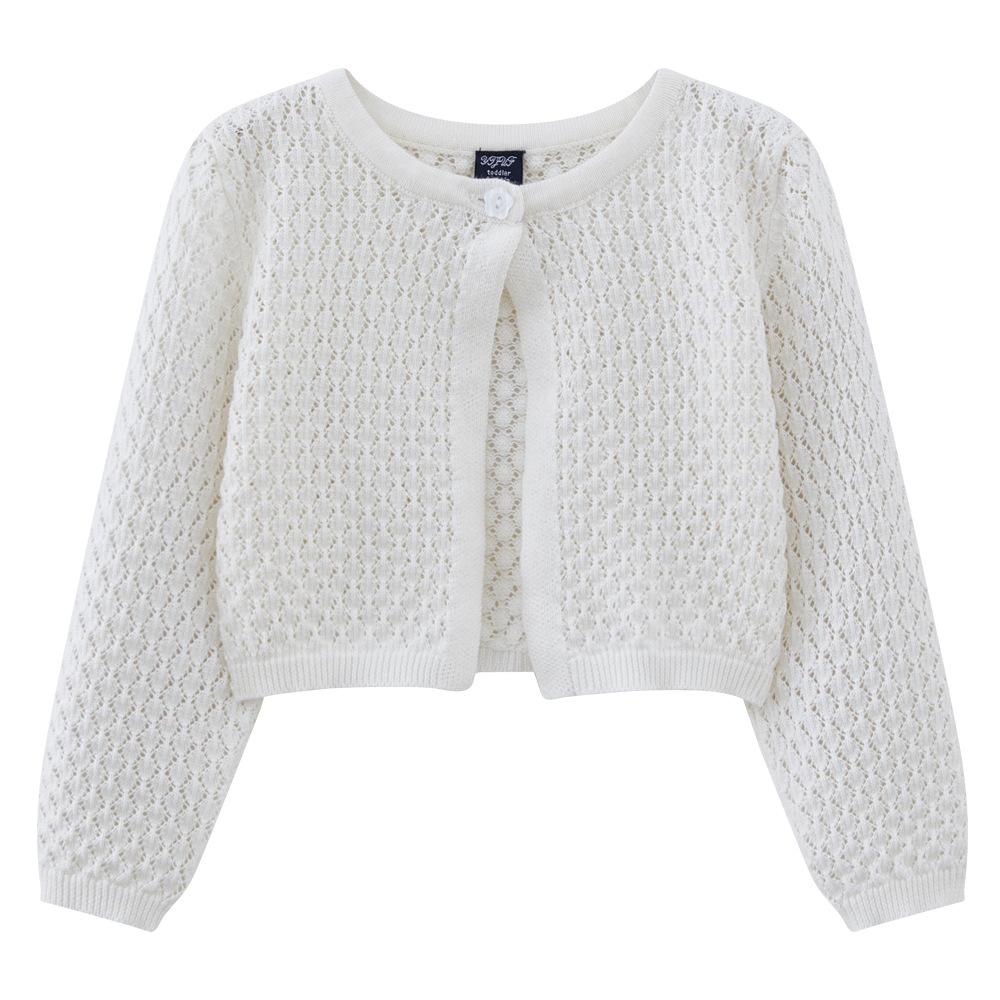 Пальто-шаль с круглым вырезом и прорезями на одной пуговице для малышей и детей ясельного возраста, тонкий стиль, вязаный кардиган для девочек