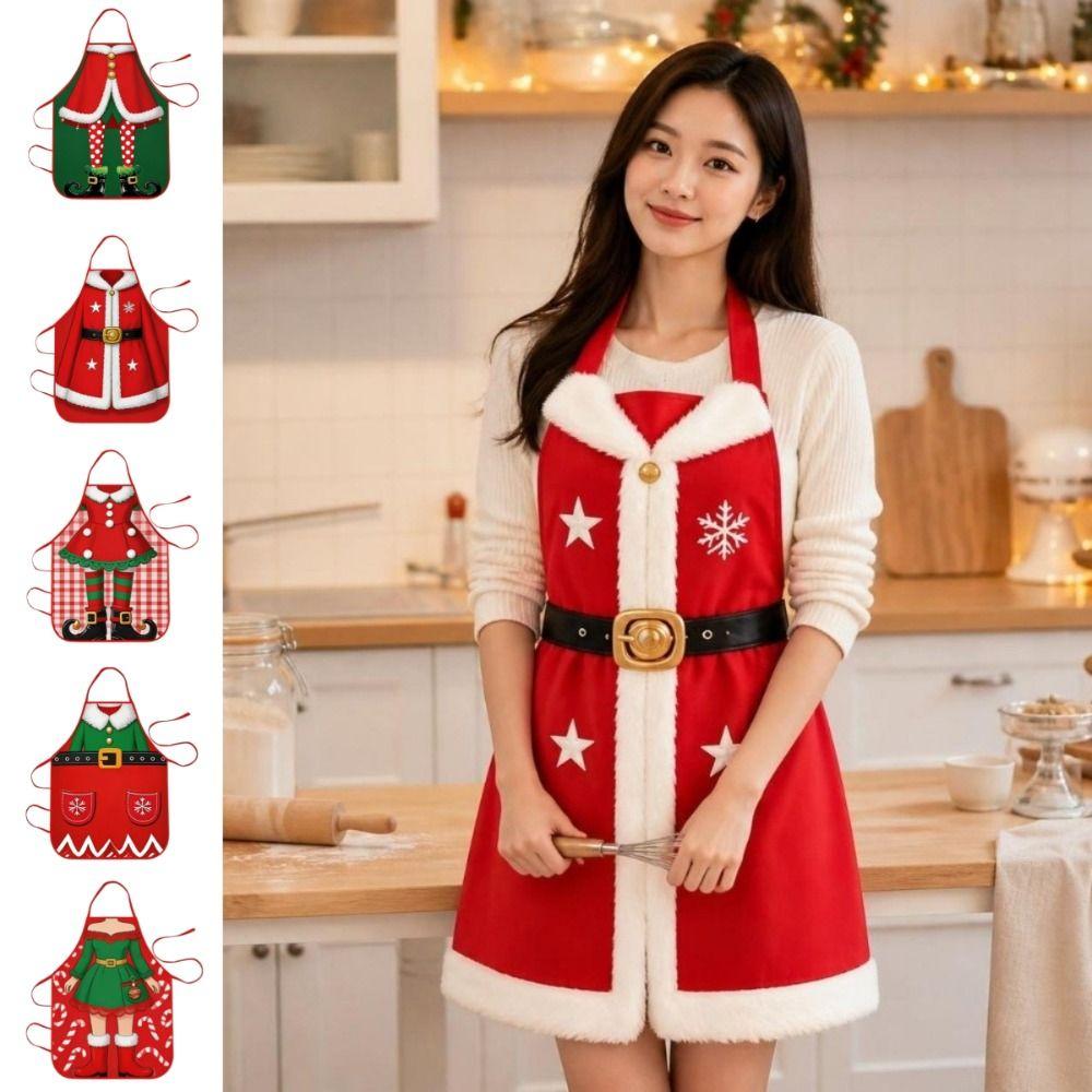Oil-Resistant Christmas Apron Reusable Kitchen Aprons New Santa Claus Apron Holiday Decor