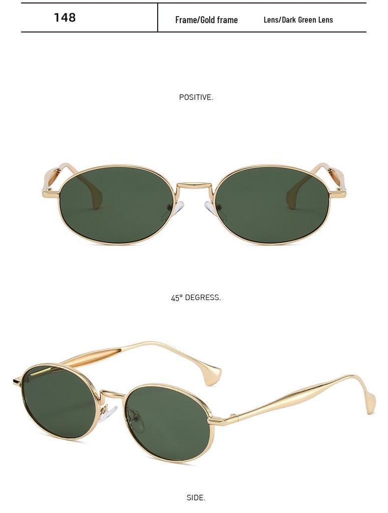 Ретро Металлические Солнцезащитные Очки с Маленькой Оправой: Стиль «Старые деньги», Высококлассная гонконгская мода для мужчин и женщин