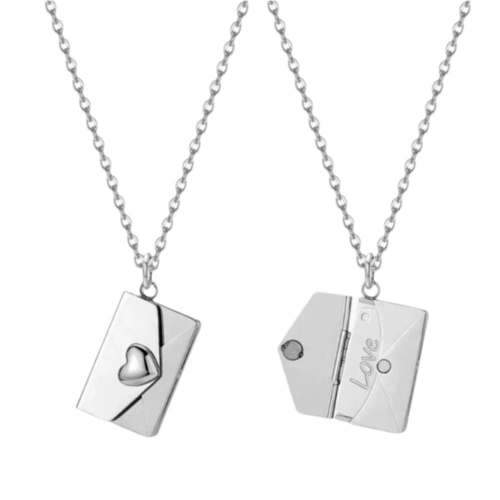 Heart Envelope Necklace Openable Lovers Choker Necklace Simple Pendant Sweater Chain Girls