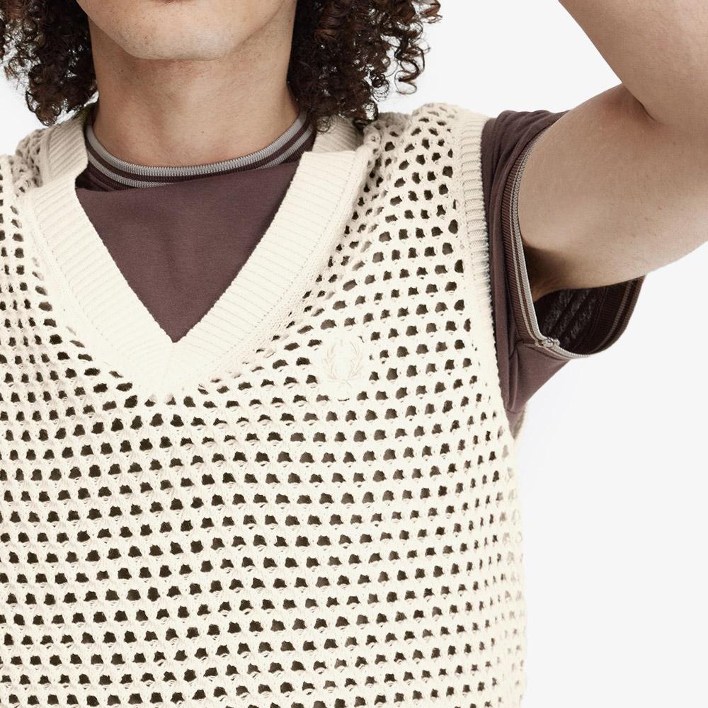 Fred Perry [Острый] Кружевной вязаный топ без рукавов с V-образным вырезом (560) Afpm2417851-560