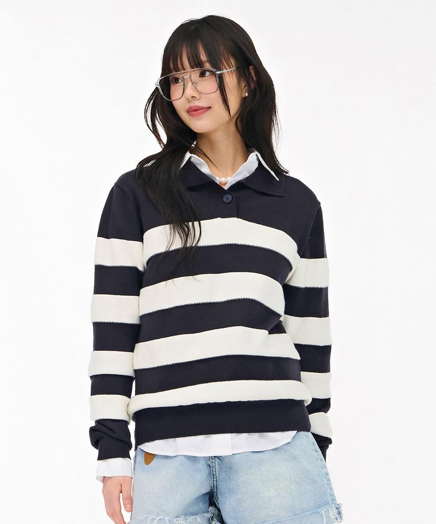 CHASECULT Women'S Open Collar Sweater - Navy