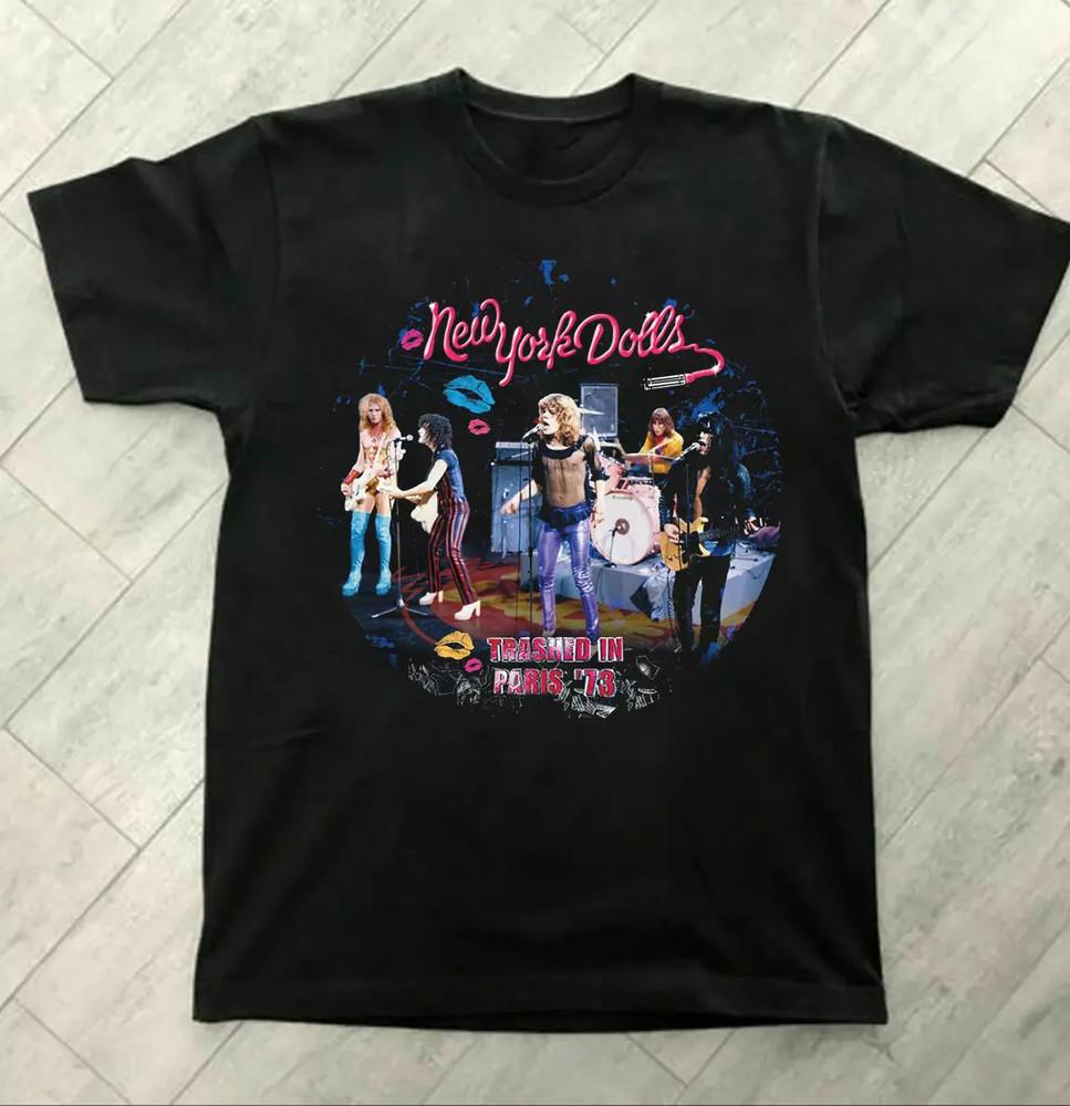 New York Dolls Постер Концертная Реклама Взрослая Черная Футболка с Коротким Рукавом Унисекс