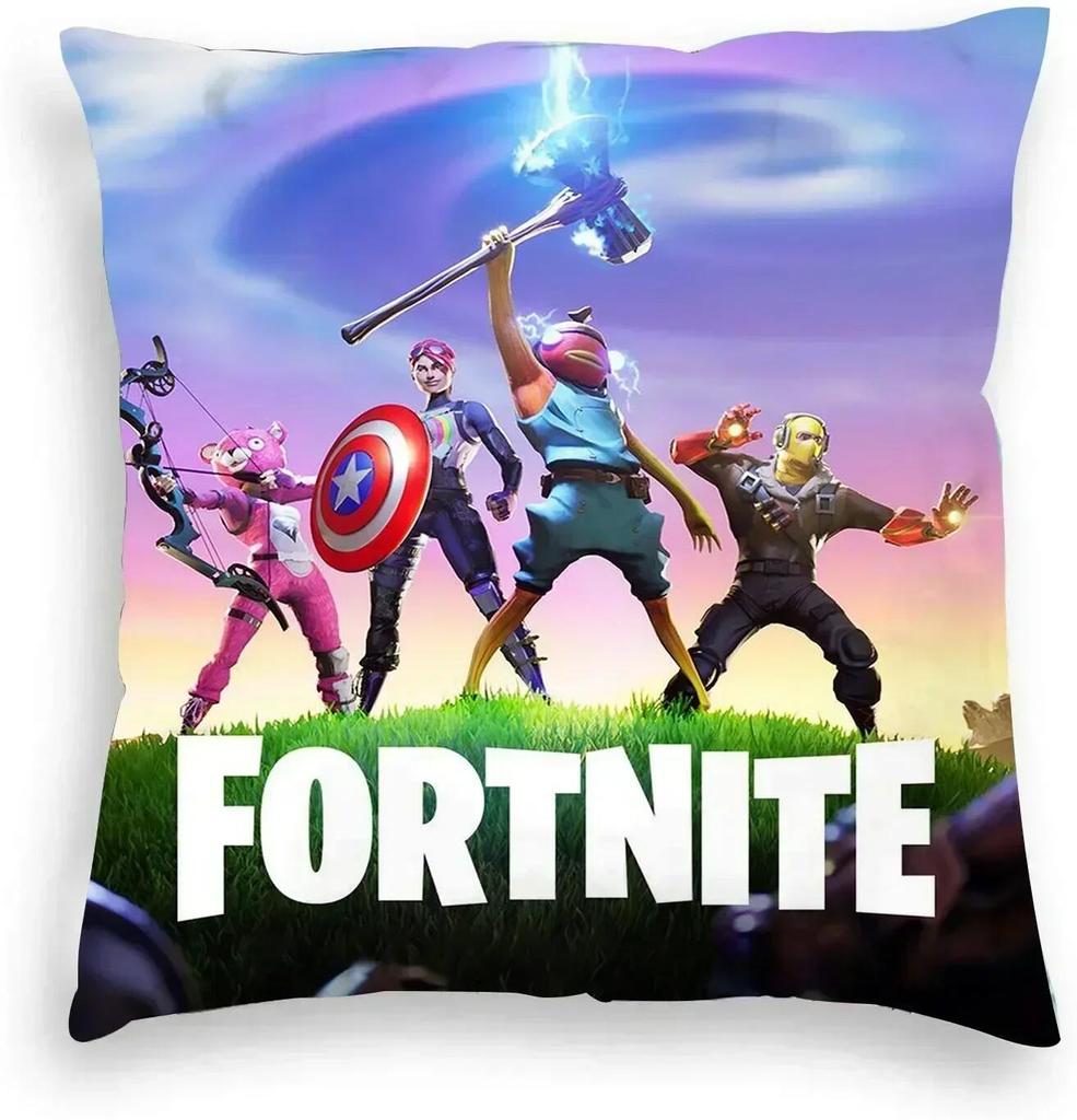 High Quality Fortnite Cushion Cover Plush Anime Pillowcase Plush Pillow Cases Home Decoration Pillow Cover for Sofa Bed Chair Living Room