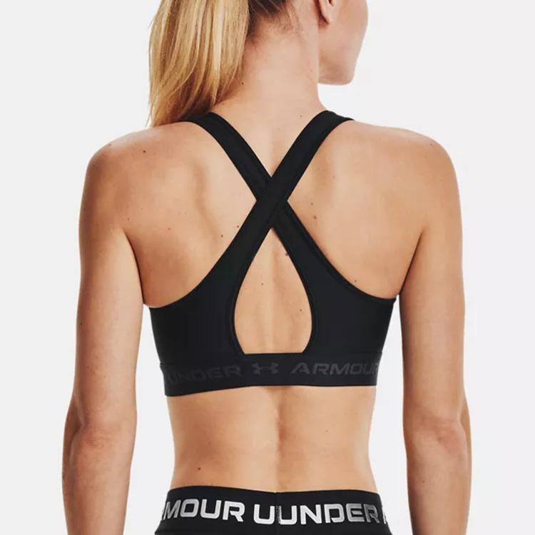 Under Armour Crossback Средняя поддержка Йога Тренировки Спортивный бюстгальтер Женский спортивный бюстгальтер Черный 1361034-001