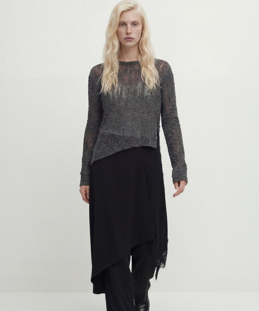 NORMOR Relaxed Slit Knit Charcoal