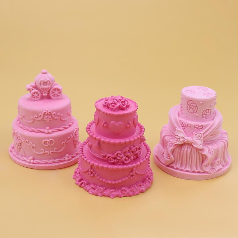 simulation double-layer small cake soap handmade silicone mold creative diy homemade aromatherapy candle mold