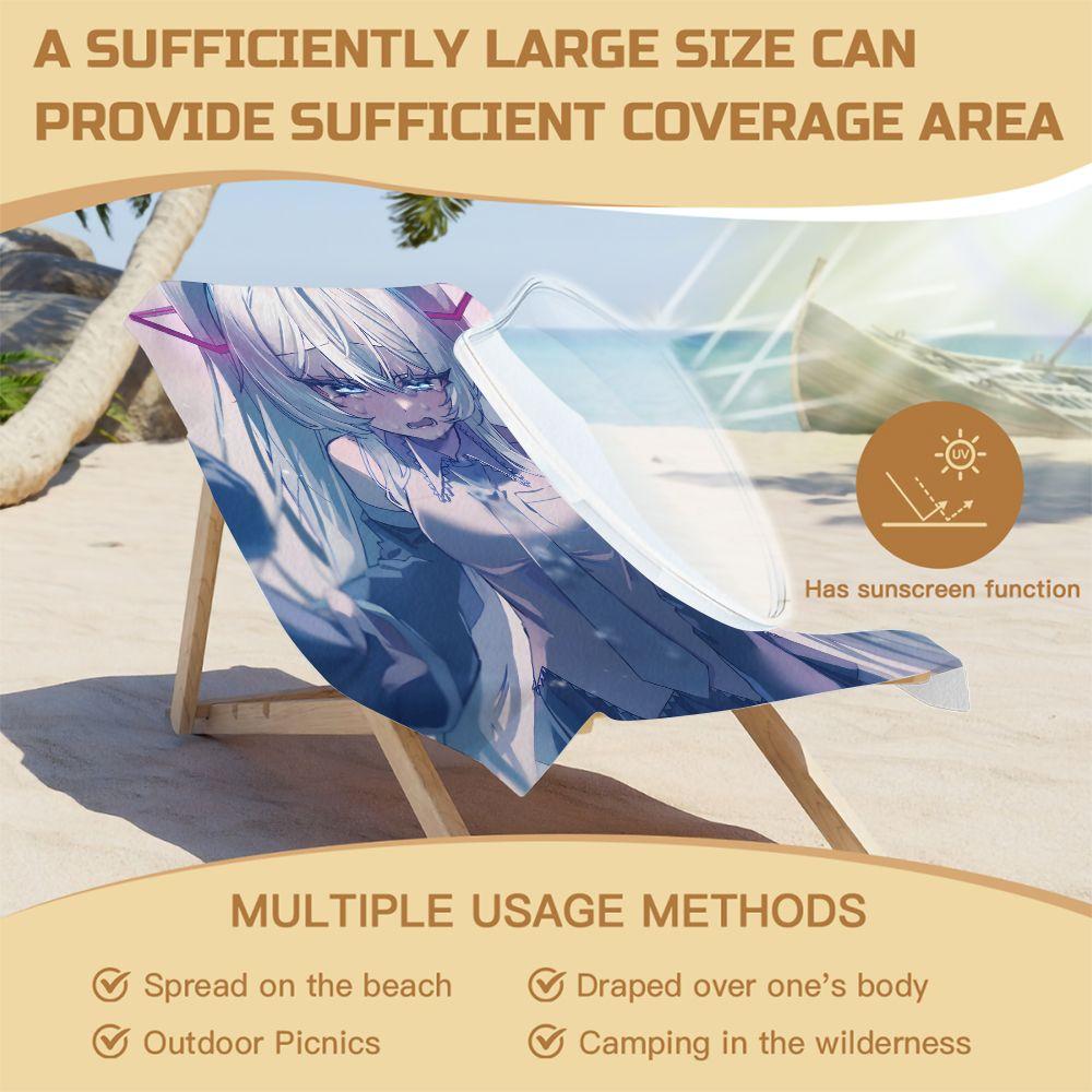Hatsune Miku Digital Print Soft Beach Towel Large Quick Dry For Pool Swim Camping Outdoor Travel Gift