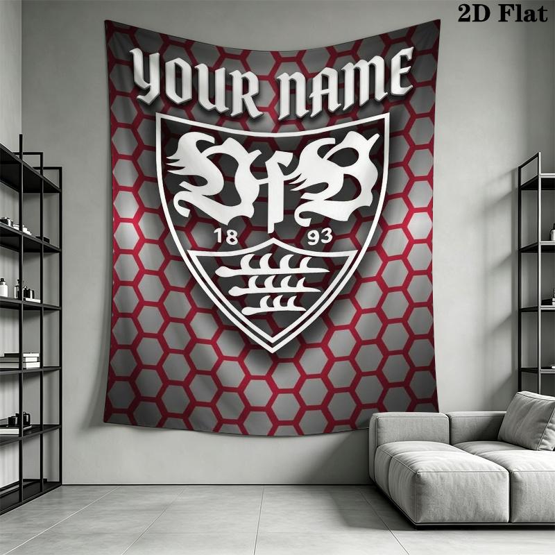 Custom Name VfB Stuttgart Wall Tapestry Aesthetic Wall Hanging Printed Fabric Blanket Decorative Tapestries for Bedroom Living Room Home Decor