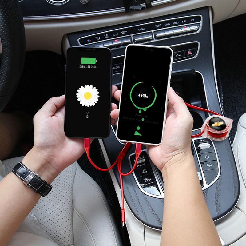 3 In 1 Fast Charger USB Type-C Charging Cable Car Accessories For Chevrolet Corvette Silverado Impala SS Volt Bolt Spark Keyring DF3
