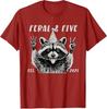 Funny Feral and Five Raccoon 5th Birthday Girls Boys TShirt Y2k 5 Years Old Cute Raccoon Graphic Saying Tee Sons Novelty Gift
