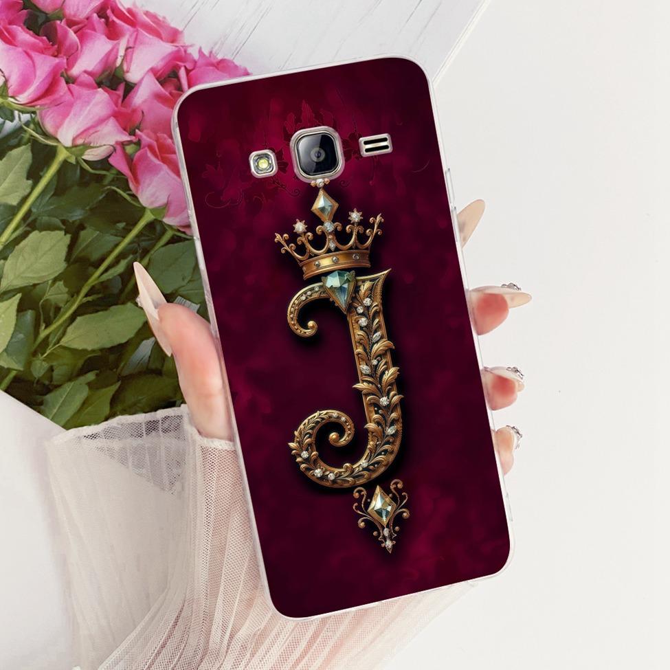 Transparent For Samsung Grand Prime Case SM-G530F Luxury Crown A-Z Letters 2D Flat Pattern Cover For Samsung Galaxy Grand Prime