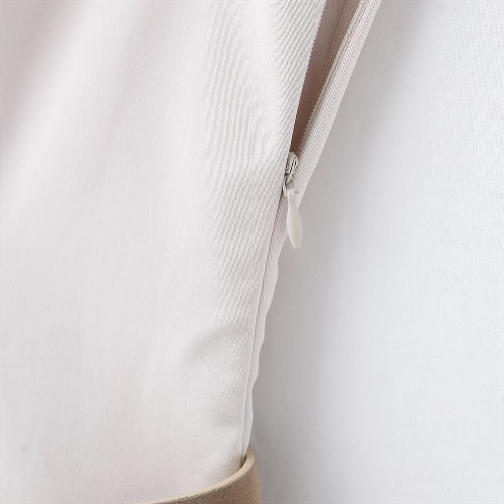 Spring 2025 Women's Elegant Slim Belted Pleated Patchwork Dress