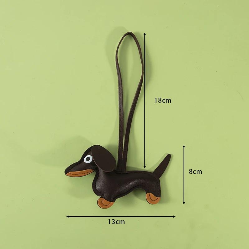 Classic Cute Puppy Dog Bag Pendant Key Chain Fashion PU Leather Dachshund Key Ring Accessories Women