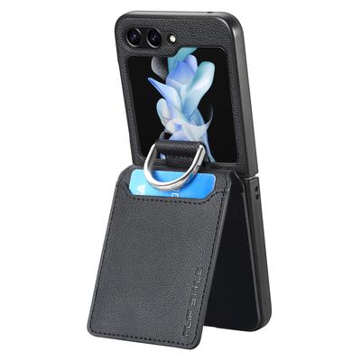 Для Samsung Galaxy Z Flip6 5G чехол для телефона слот для карт подставка PU+PC чехол с кольцом для пальца