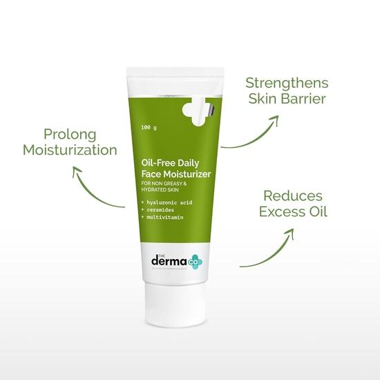 Derma Co Ежедневный увлажняющий крем для лица без масла с гиалуроновой кислотой, керамидами и мультивитаминами для нежирной и увлажненной кожи - 100 г