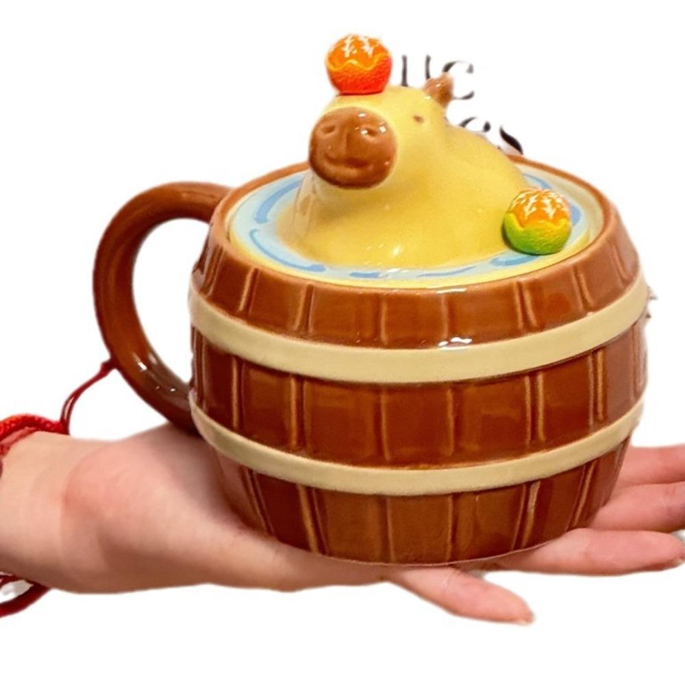 Ceramic Capybara Mug Cute Kawaii Coffee Cups Creative Capybara Water Bucket Cup  Home