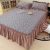 3pcs Bedding Simple Flower Bed Skirt With Pillowcases Wedding Bedspread Bed Sheet Mattress Cover Full Twin Queen King Bedsheets