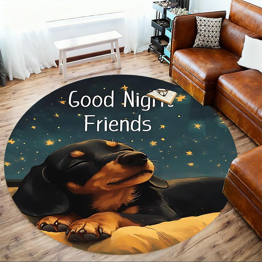 1pc Good Night Friends Round Chair mat office Area Rug - Non-Slip, Floor Mat for Office, Bedroom, and Indoor Decor p127003
