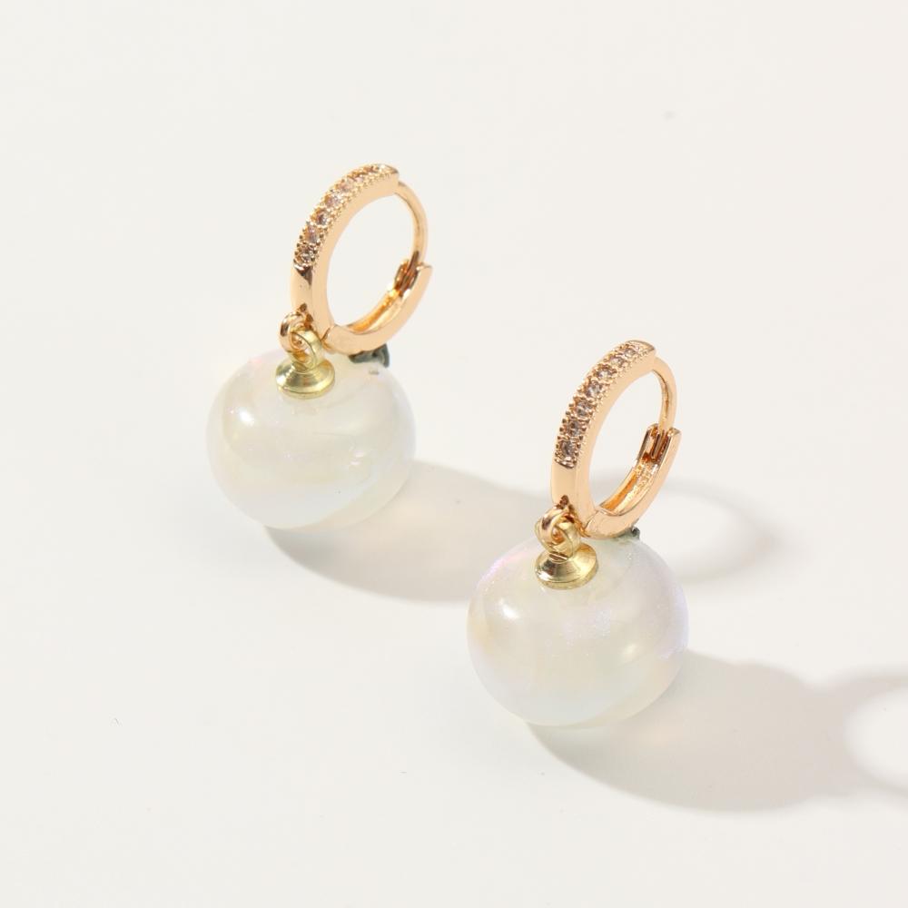 New Fashion Bread Round Big Pearl Dangle Earrings For Women Wedding Jewelry Gift Temperament Cubic Zirconia Eardrop