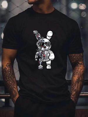 Мужская хлопковая футболка Bunny Роскошный бренд Мода Большой размер Топ Повседневная с коротким рукавом Уличная одежда Классический принт Новинка Футболка S-4XL