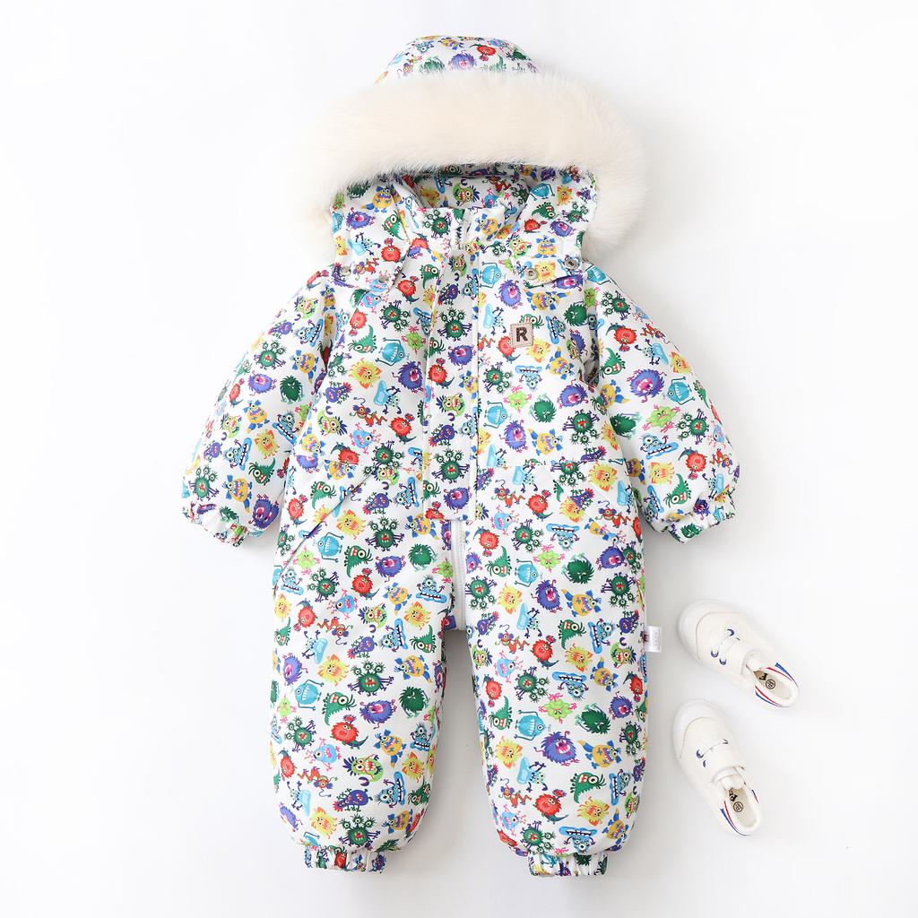 Baby Autumn Winter Ski Suit Thicken Baby Jumpsuit Warm Children Clothing Set Waterproof Hooded Boys Overalls New Baby Girls Snowsuit 2024 New