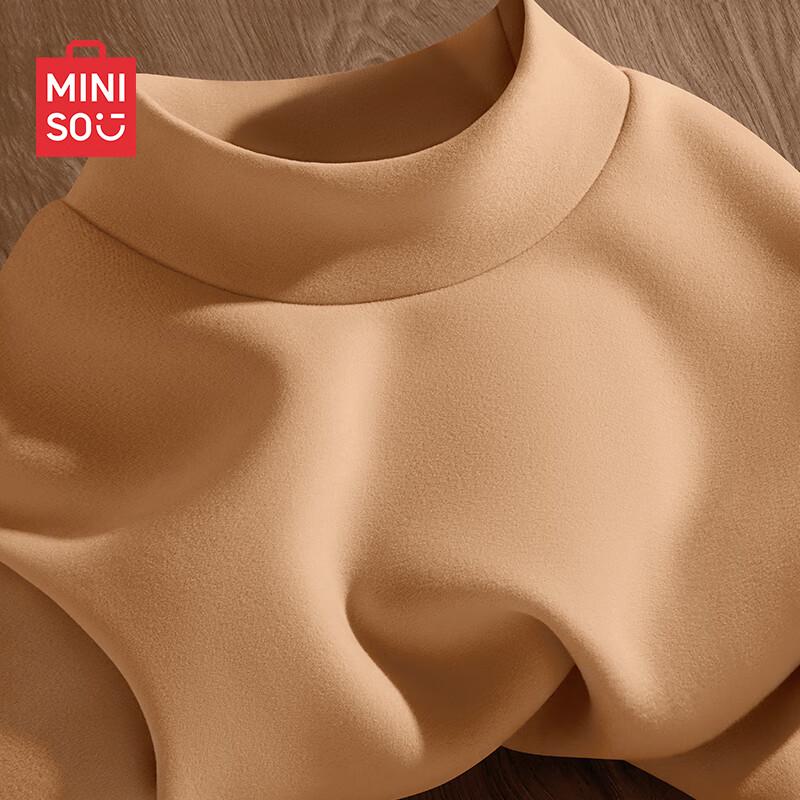 MINISO Мужская футболка с длинным рукавом, на флисовой подкладке, с воротником-стойкой