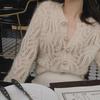 Pearl Embellished Mohair Cardigan - Spring/Summer 2022 Women's Loose Knit Sweater, White Transparent Style