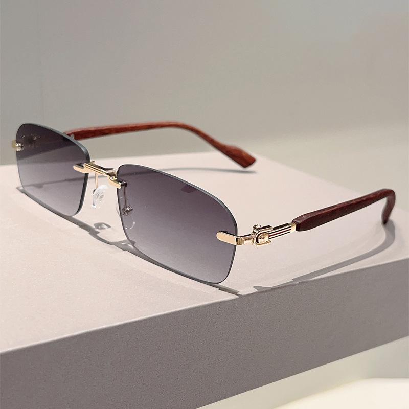 Non-polarized Rimless Rectangle Sunglasses Women Men Square Sun Glasses Trendy Shades Frameless Eyewear