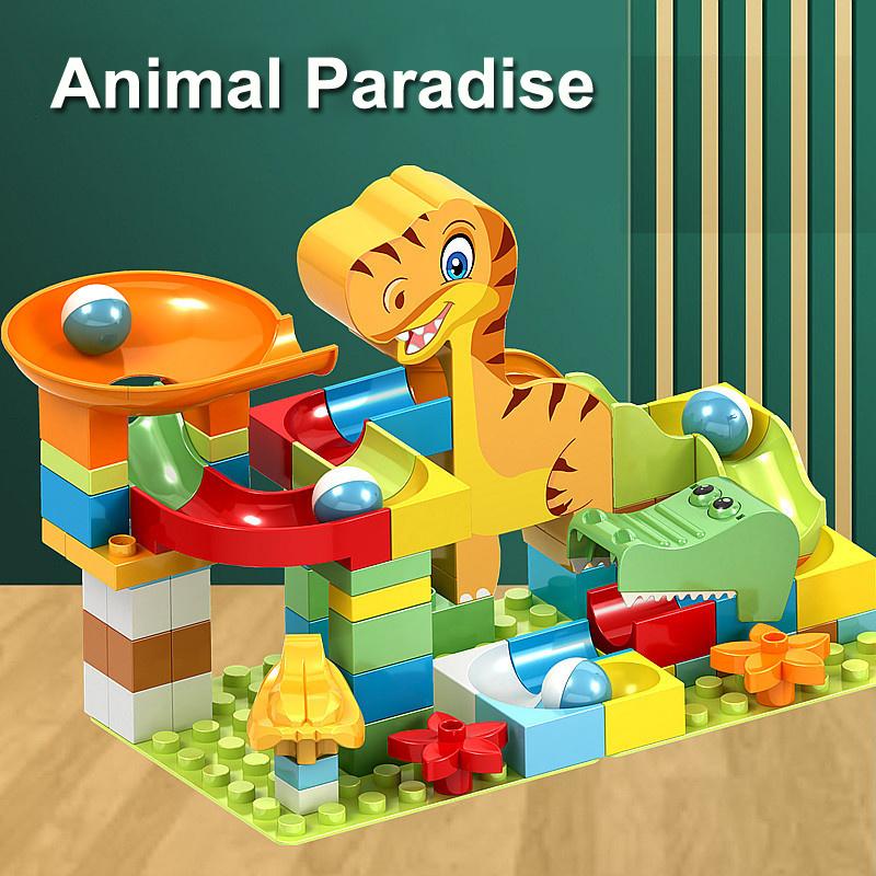 90-200PCS DIY Assembly Marble Race Run Big Block Construction Building Blocks Funnel Slide Bricks Educational Toys For