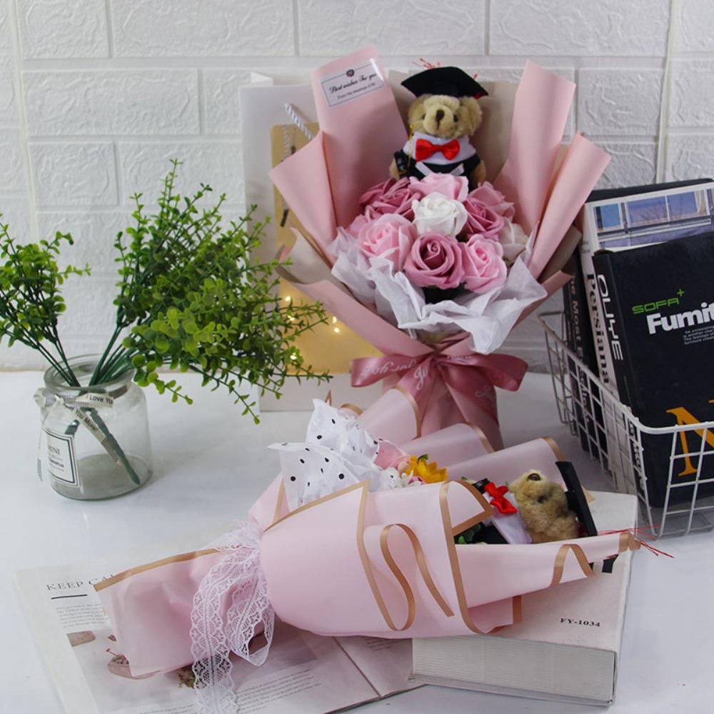 Букет розовых медведей Милый мультяшный медведь Милый мишка Шикарный букет мыльных цветов