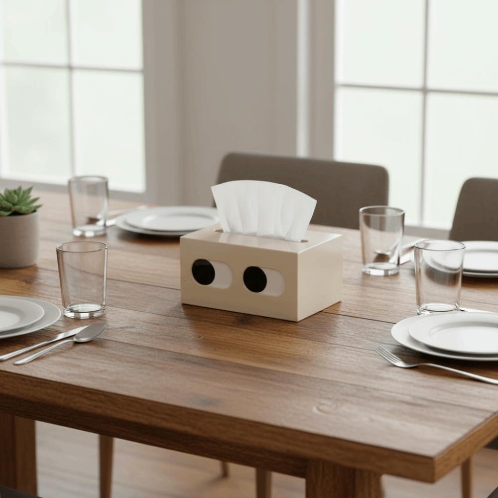 Funny Expression Cartoon Tissue Box Rectangle Shape Desktop Tissue Case Bathroom