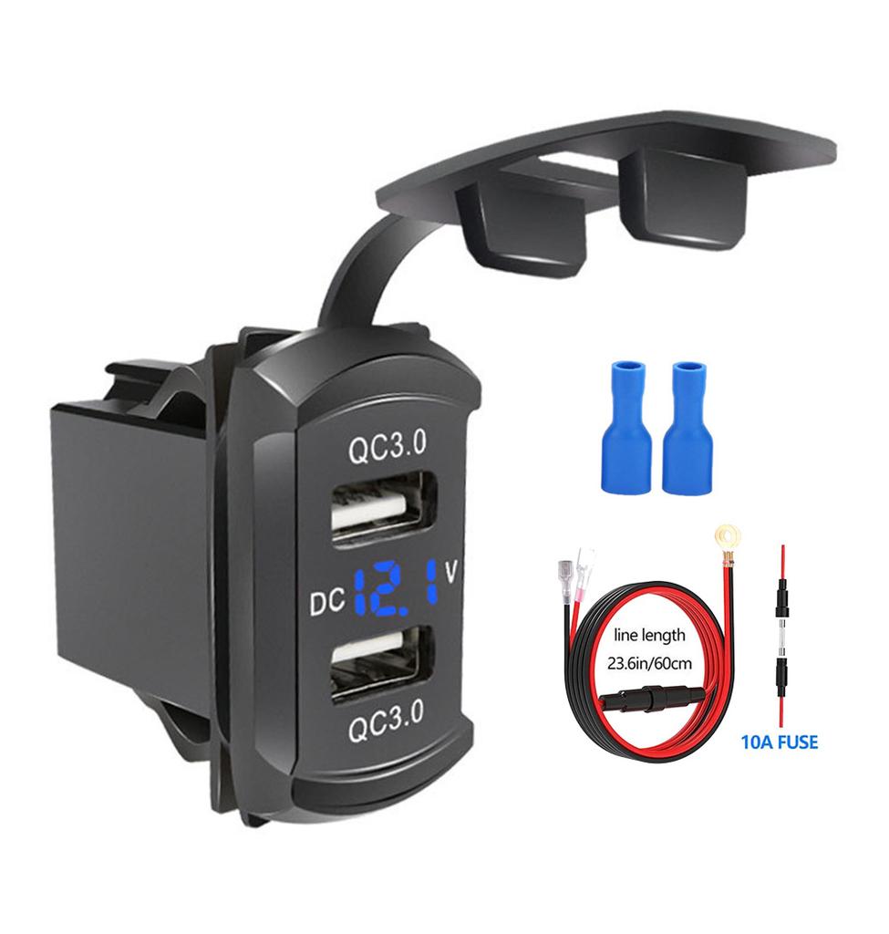 12/24 В двойной USB QC3.0 автомобильное зарядное устройство 4.2A дисплей напряжения с проводкой водонепроницаемые порты автомобильное зарядное устройство для телефона адаптер для iPhone Xiaomi