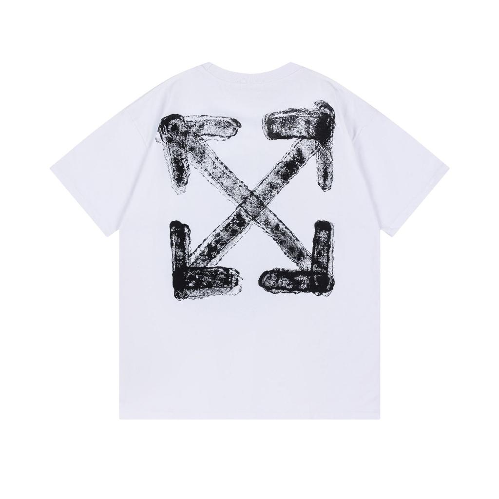 Off-White 2025 Spring/Summer New Blur LOGO Arrow Round Collar Short Sleeved Men's and Women's T-shirts