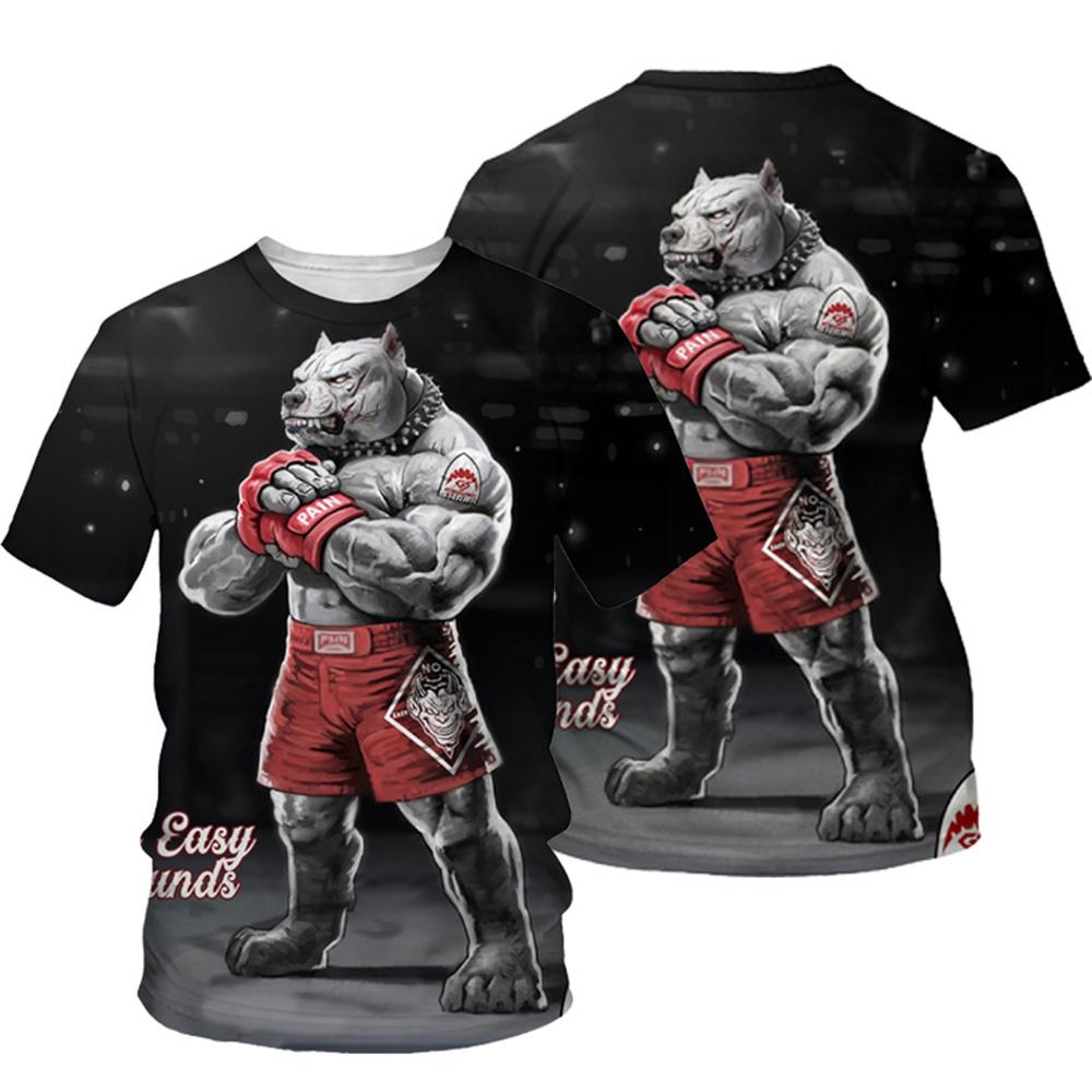 3D Print T Shirts Men Women Fashion Streetwear O-Neck Short Sleeve T Shirt Harajuku Men's Tees Tops Animal Boxing Dogs